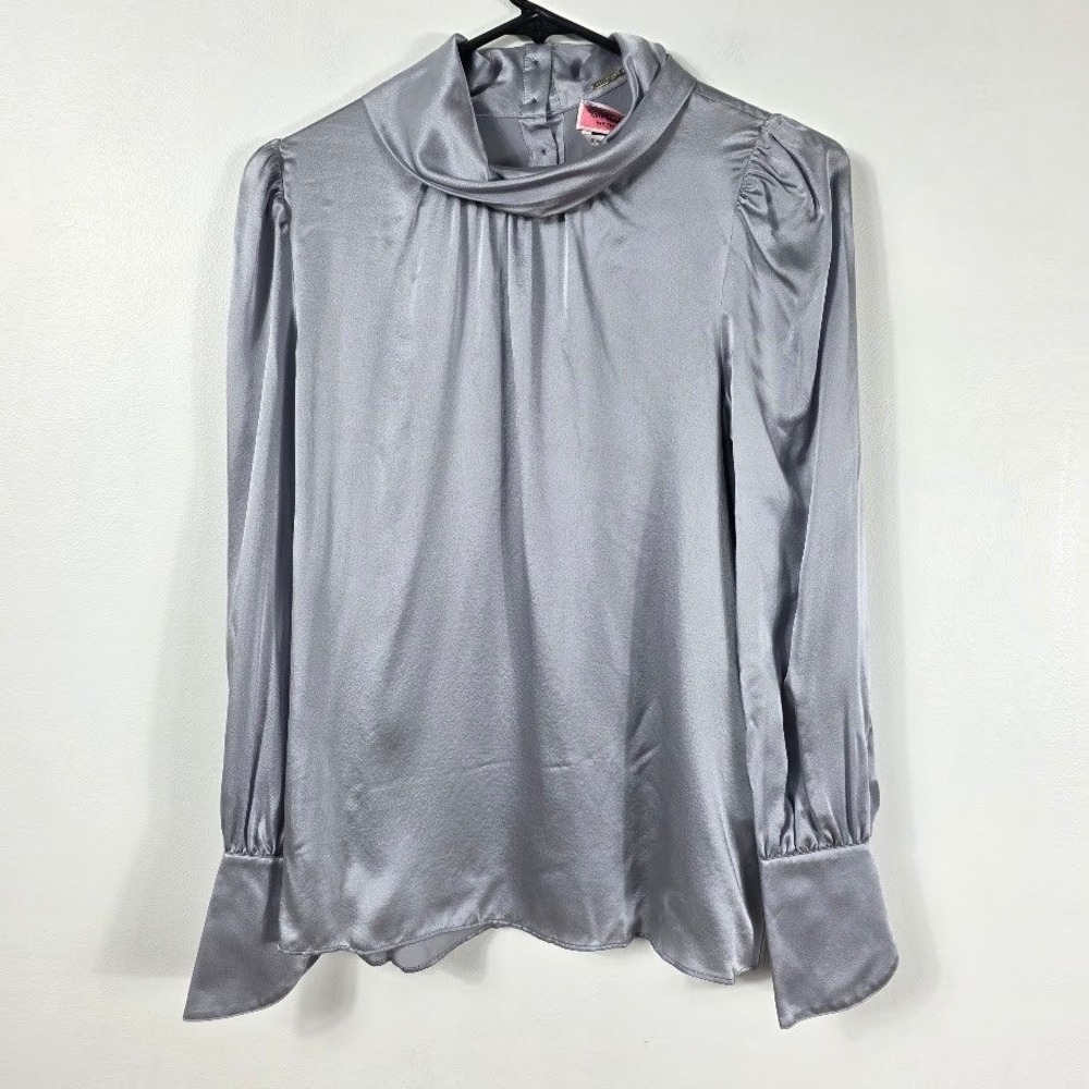 Kate Spade‎ N Y Womans XS Moonglow Silk Charmeuse Blouse Cocktail/Party Pave